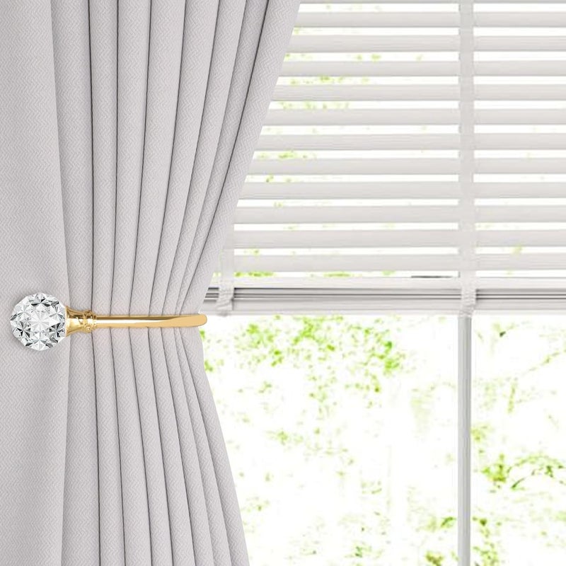 groleca 2 x Heavy Duty U Shaped Metal Curtain Holdbacks Curtain Tiebacks with Clear Crystal Ball Pull Backs Curtain Holders for Drapes (Gold) - Image 2